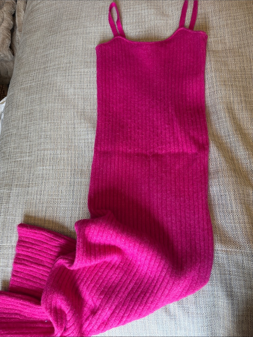 Zara Bright Fuchsia Off-the-Shoulder Ribbed Sweater